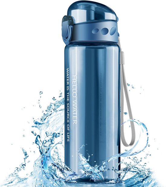 Waterfles, 780 ml, sportfles, BPA-vrij, lekvrij, met één druk op de knop te openen, voor sport, sportschool, fietsen, school, kantoor, camping (blauw)