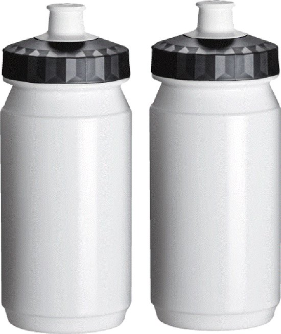 Waterfles Kind 2x 550 ml Wit Zwart Drinkbus Fiets Bidon