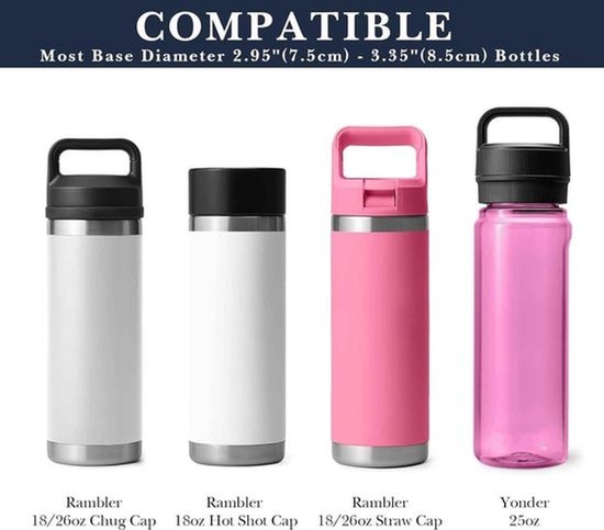 Waterfleshouder riem - geïsoleerde neopreen - draagtas met polsband - marineblauw - YETI Rambler Chug Cap - 26 oz - Yonder 1L - 34oz - geschikt voor waterfles