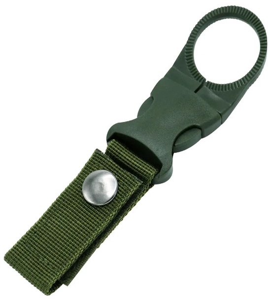 Waterfleshouder voor Riem & Rugzak – Nylon Fleshouder Clip – Carabiner Flesgesp - Donkergroen