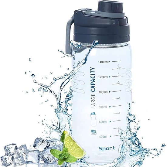 Waterflessen, sportwaterflessen, drinkflessen - geschikt voor sport, buitenactiviteiten, fietsen, kamperen, yoga, fitness, enz., lekvrije sportwaterflessen, 1,5 liter.