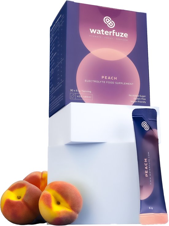 Waterfuze Elektrolyten Poeder Geen Toegevoegde Suikers – Perzik – 30 Zakjes | Electrolytes Sportdrank | Magnesium, Kalium, Natrium, Calcium | Glutenvrij | Keto van Merkloos