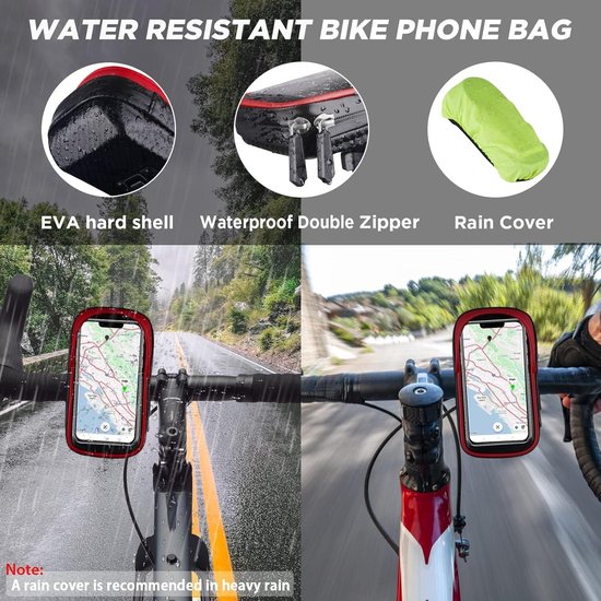 Waterproof 360° Rotating Bicycle Phone Holder Handlebar Bag for 4.7-7 Inch Smartphone with Rain Cover - Bicycle Bag van Merkloos
