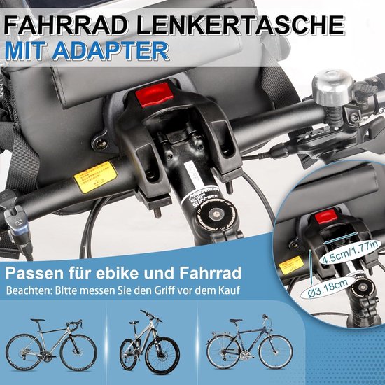 Waterproof Bicycle Handlebar Bag with Adapter for E-Bike - Front 4.5L Handlebar Bike Bags van Basil