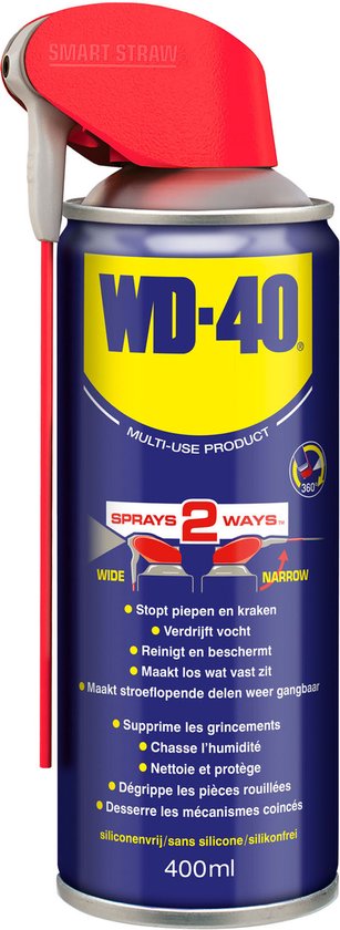 WD40® Kruipolie - Maakt vastzittende onderdelen los - Beschermt metalen oppervlakten - Verwijdert olie, vuil & vet - Siliconenvrij - Smart Straw - 400 ml