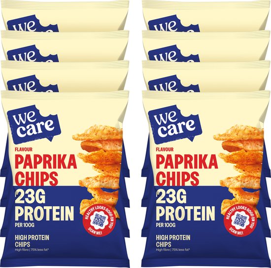WeCare - High Protein - Chips - Paprika - 8 x 25 gr van Merkloos