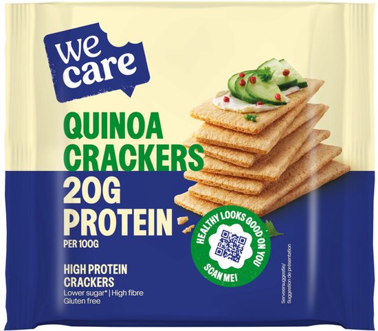 WeCare High Protein Crackers Quinoa - 3 x 100 gr - Voordeelverpakking