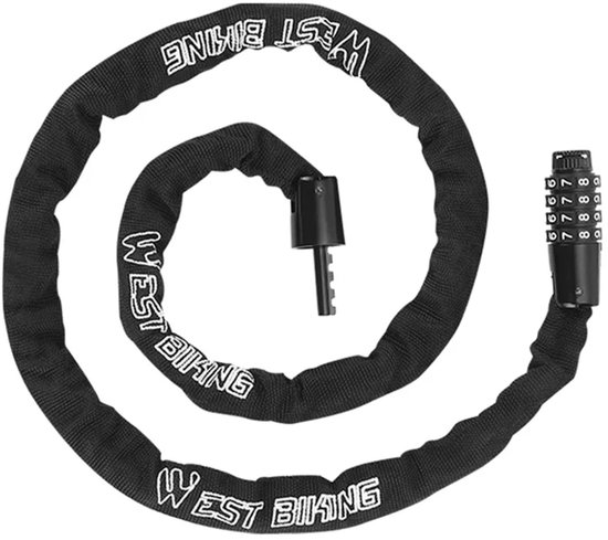 WEST BIKING - Fietsslot - Robuuste Ketting - 1,15m - 4-Cijferige Combinatie - Duurzaam en Veilig van Merkloos