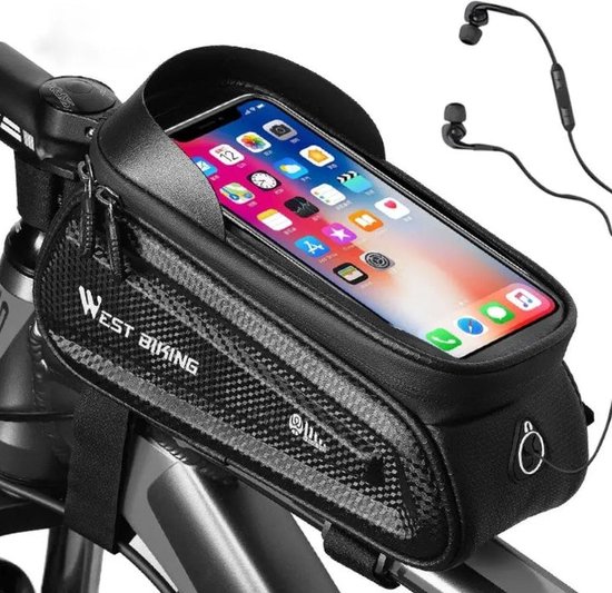 West Biking Frametas Fatbike - waterdichte telefoon houder - zwart van West Biking