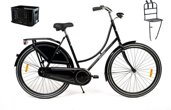 Wheelerz Omafiets 28 Zwart met REK en KRAT - rijklaar geleverd van Wheelerz