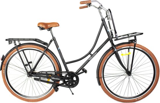 Wheelerz omafiets classic eco 28 inch matzwart | inclusief voordrager