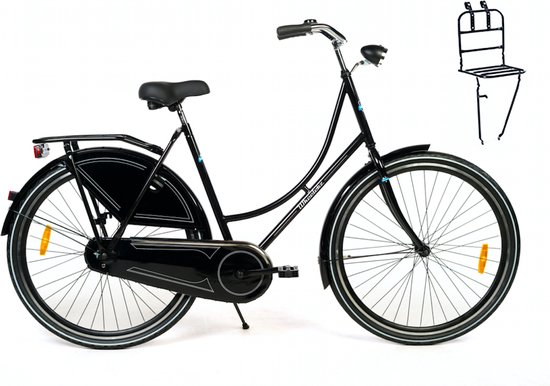 Wheelerz.nl omafiets 28 inch / 53cm zwart | incl. voordrager van Wheelerz