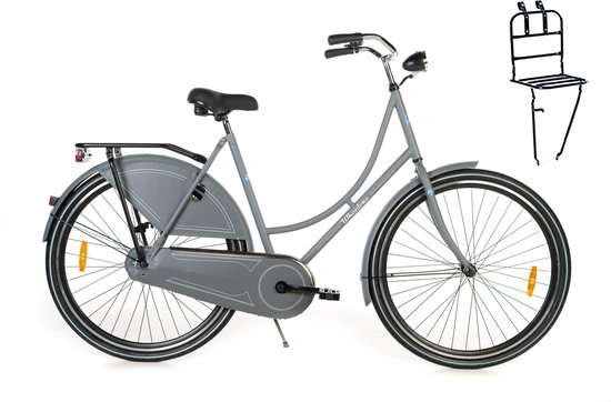 Wheelerz.nl omafiets grijs met voordrager van Wheelerz
