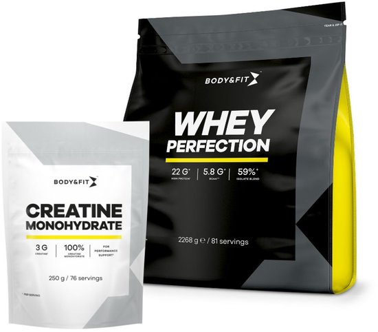 Whey Perfection Whey Protein 2268 gram Vanille en Creatine Monohydraat 250 gram Bundel