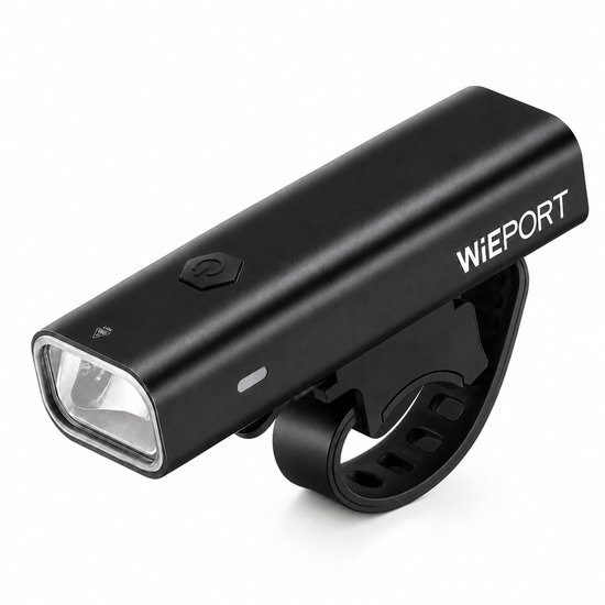 Wieport Fietsvoorlamp - LED Fietslamp - Oplaadbaar - 800 Lumen - Verstelbaar & Universeel - Zwart