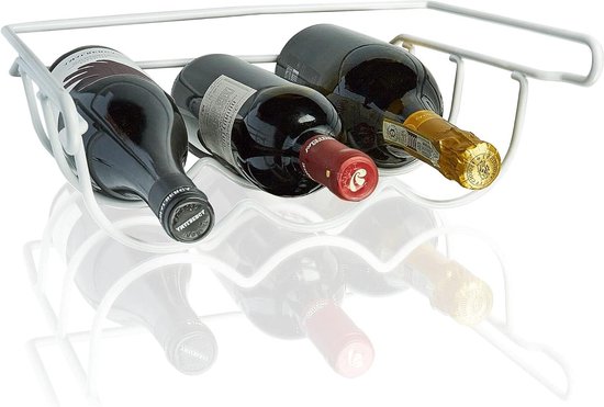 Wijnrek van roestvrij metaal voor 3 flessen - geschikt voor koelkast of rek van Pukkr