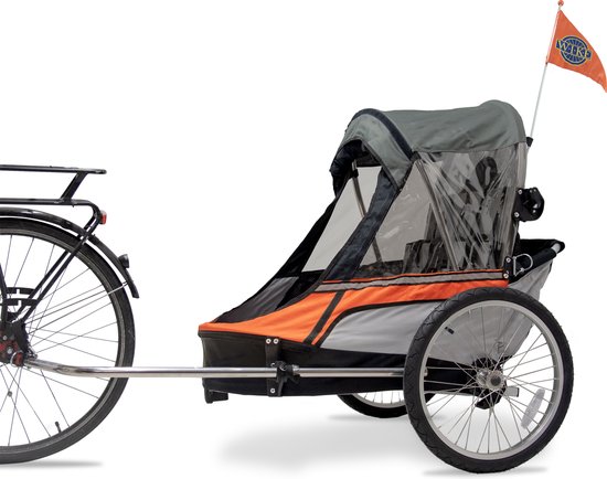 Wike Premium Double - Inclusief Wandel en Jogging Wiel - Orange/Grey van Wike