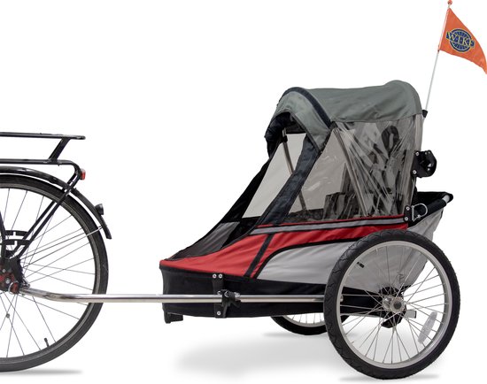 Wike Premium Double - Inclusief Wandel en Jogging Wiel - Red/Grey van Wike
