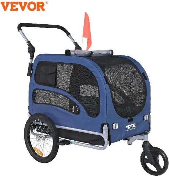 Wildor® Hondenfietskar - Hondenkar - Opvouwbaar - Hondenfietskar voor Kleine en Grote honden tot 45kg - Honden Fietskar - 2-in-1 Hondenfietskar voor Fietsen met wieldiameter 22 tot 28 inch - Hondenwagen - Geschikt voor E-Bikes en Normale fiets van Wildor