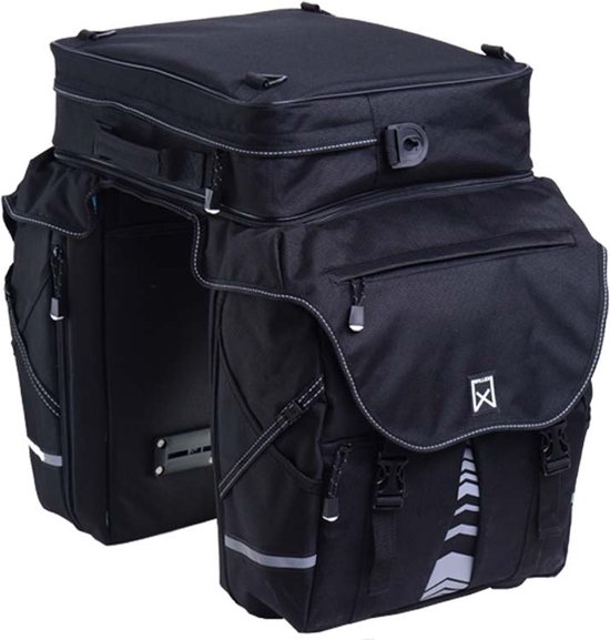 Willex Bagagetas XL 1200 - Dubbele Fietstas - 65 liter - Zwart van Willex