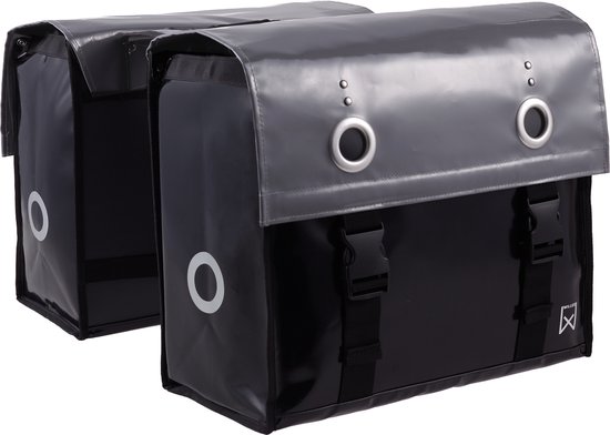 Willex - Dubbele Bisonyl Tas - 52L - Grijs/Zwart - Universele Bevestiging - De Klassieker