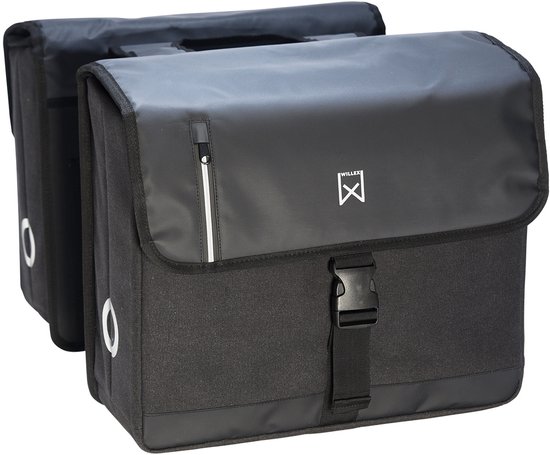 Willex - Dubbele Canvas Bisonyl Tas - 40 Liter - Universele Bevestiging - Zwart/Zwart van Merkloos