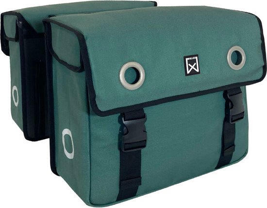 Willex Dubbele Fietstas - Canvas - Reflectie - 40 liter - Universele Bevestiging - Groen van Merkloos