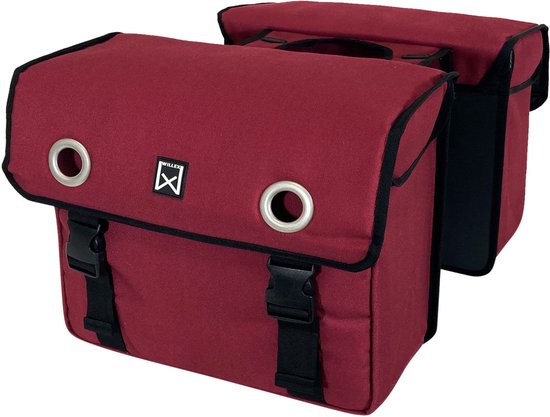 Willex Dubbele Fietstas - Canvas - Reflectie - 40 liter - Universele Bevestiging - Rood