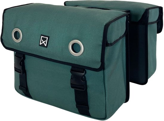 Willex Dubbele Fietstas - Canvas - Reflectie - 46 liter - Universele Bevestiging - Groen van Merkloos