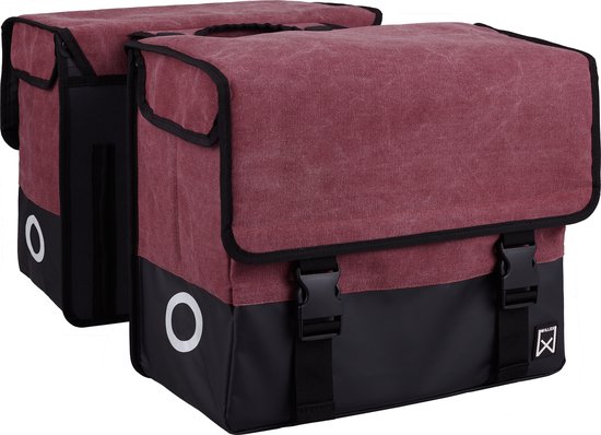 Willex Dubbele Fietstas - Canvas - Reflectie - 57 liter - Universele Bevestiging - Purple red/Matt black van Merkloos