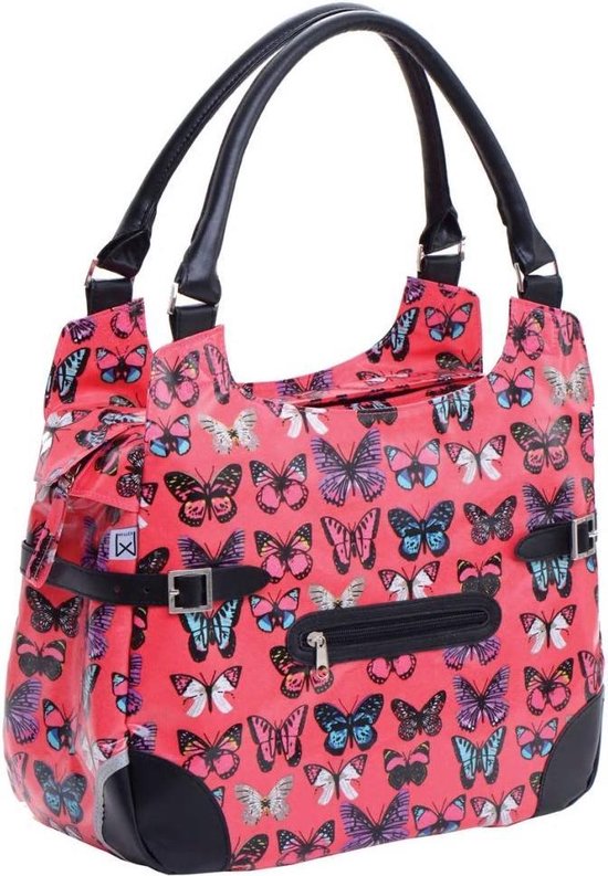 Willex Shopper - Enkele Fietstas - 13 liter - Fuchsia Butterfly van Willex