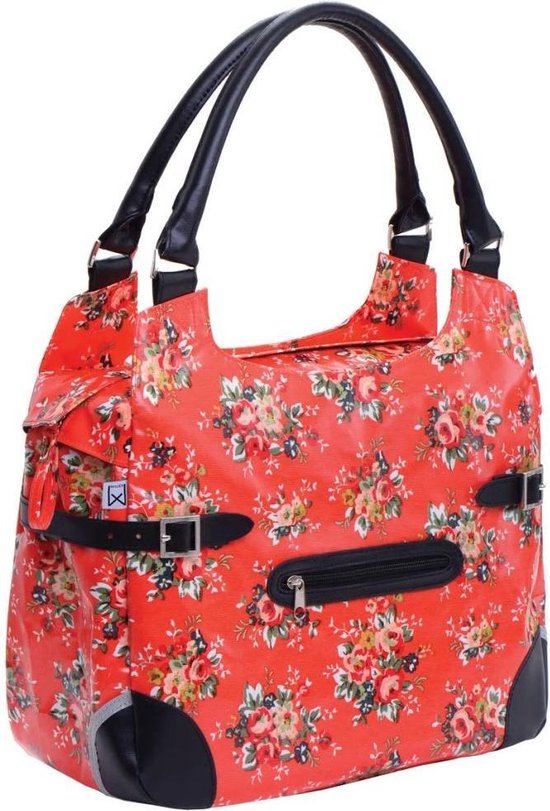 Willex Shopper - Enkele Fietstas - 13 liter - Red Flower van Willex