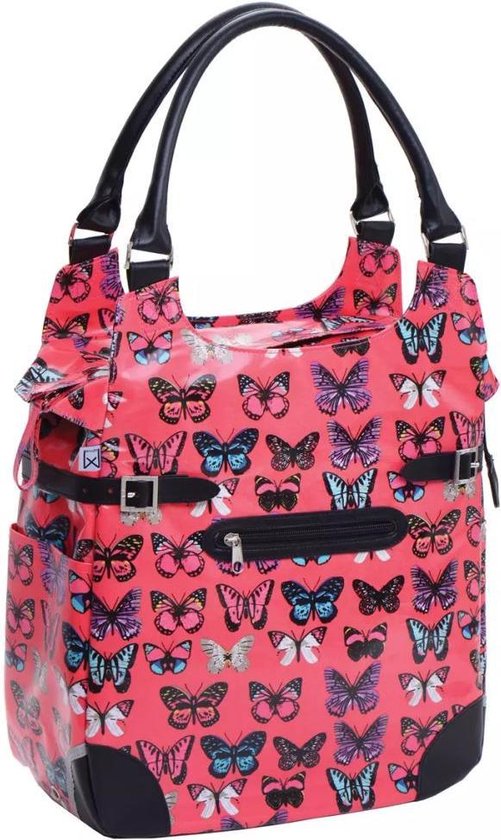 Willex Shopper - Enkele Fietstas - 16 liter - Fuchsia Butterfly van Willex