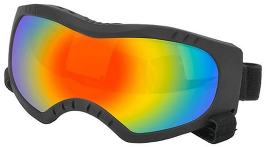 Winddichte zonnebril voor honden, geschikt voor kleine tot grote honden, huisdierbril, geschikt voor sneeuw, strand, buitensporten, enz. - zwart montuur met gekleurde glazen.