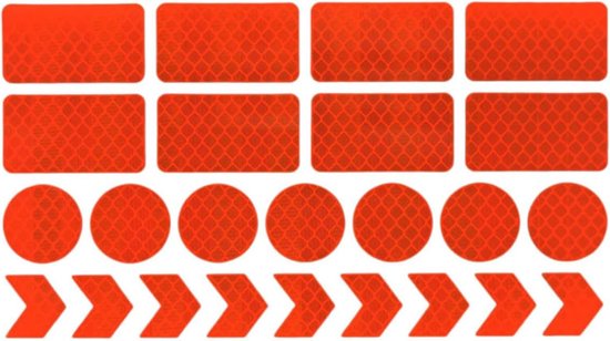 Winkrs® Reflecterende Veiligheids stickers Oranje/Rood - Reflectie tape voor in het verkeer - Maak wandelwagens, koffers, buggy's, skelters, helms, fietsen etc goed zichtbaar - Fietsreflector van Winkrs