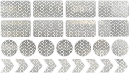 Winkrs® Reflecterende Veiligheids stickers Wit/Zilver- Reflectie tape voor in het verkeer - Maak wandelwagens, koffers, buggy's, skelters, helms, fietsen etc goed zichtbaar van Winkrs