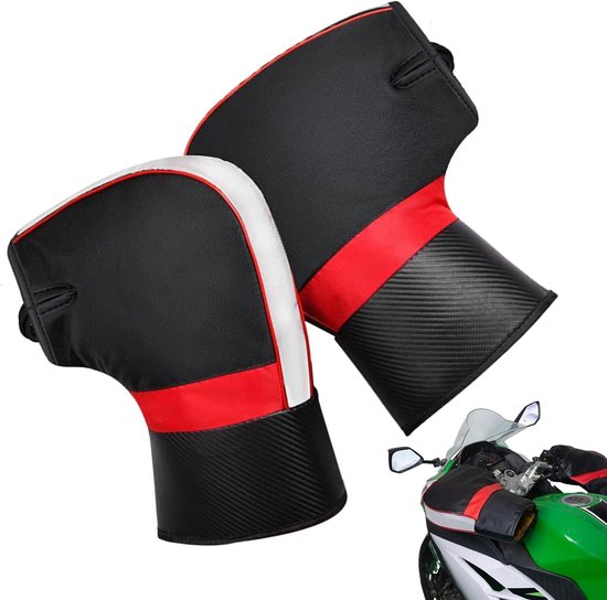 Winter Fietshandschoenen - Stuurhandschoenen - Winddichte Fietshandschoenen - Warme handschoenen - Fiets Accessoires - Met reflecterende strips - Winter - Winddicht - Waterbestendig - Geschikt voor Fietsen, Motoren en Scooters - zwart