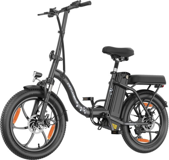 WITAMBIKE C16 Opvouwbare Elektrische Fiets – 250W – 48V 16Ah –Tot 100KM Bereik– Shimano 7 Versnellingen – 20×3.0 Inch – Zwart
