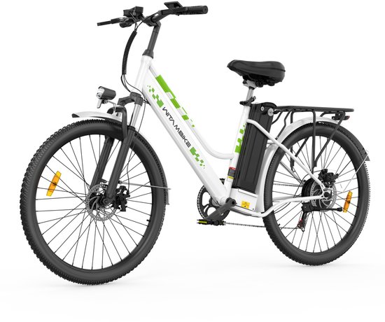 WITAMBIKE C26 Elektrische fiets - 26 inches - Max 25km/u - 250W motor -Tot 100 km - Met Kabelslot，Telefoonhouder，Fietspomp -Wit