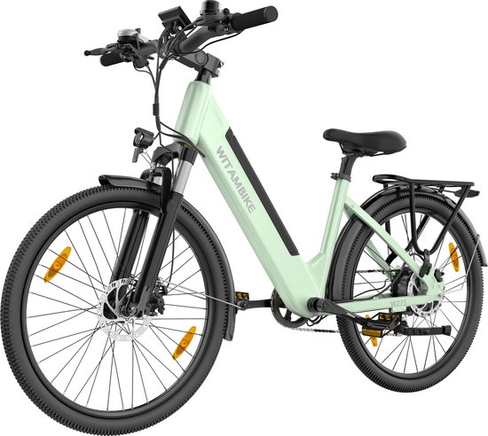 WITAMBIKE W275 Elektrische Fiets – 250W Motor – 36V 13Ah – 55-60 km Actieradius – 27.5” – Shimano 7 Versnellingen – Stadsfiets – Groen van Merkloos
