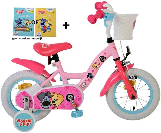 Woezel & Pip Kinderfiets - Meisjes - 12 inch - Roze + gratis kleurboek van Merkloos