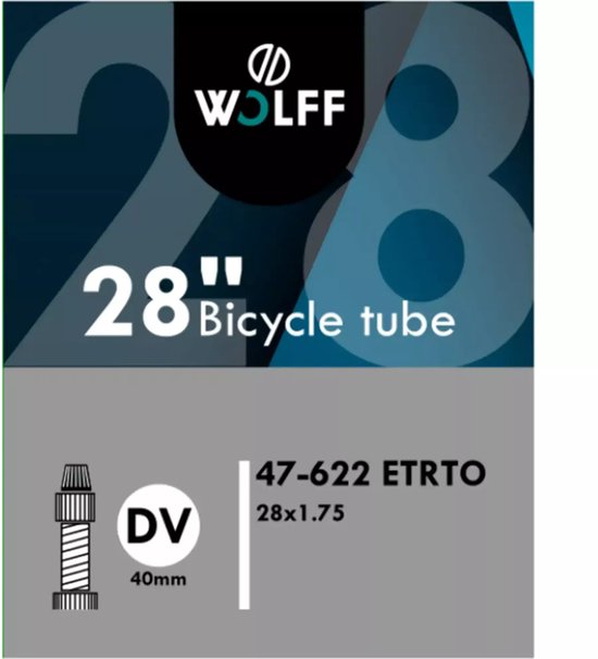 WOLFF Binnenband 28x1.75 - ETRTO 47/622 - Dunlop ventiel 40mm - Geschikt voor stadsfietsen