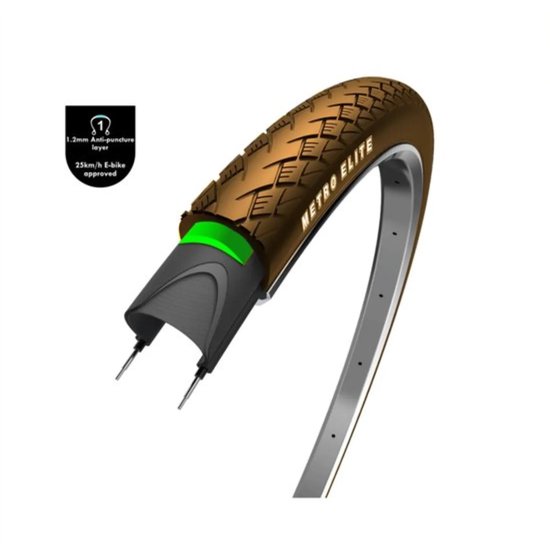 WOLFF Fietsband - Bruin met reflectie - 1mm anti-leklaag - 28x1.75 - ETRTO 47-622 van WOLFF