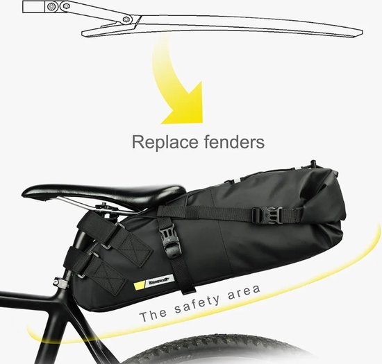 WoYoW® Waterdichte Fietszadeltas - 13L Capaciteit - Hoogwaardig Polyester - Bescherm jouw spullen tegen regen en stof - Georganiseerde opslag voor fietsuitrusting - Compact en gemakkelijk mee te nemen - Verkrijgbaar op Bol.com van WoYoW®