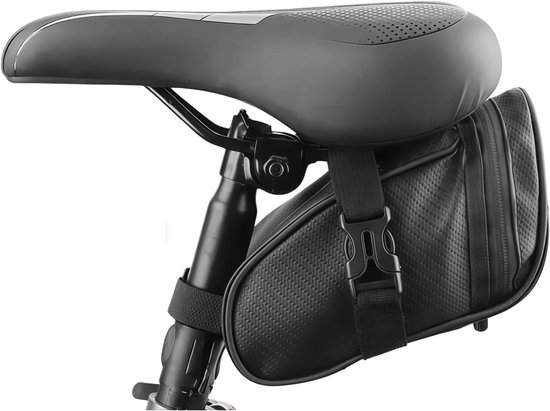 WRISIN Waterdichte Fietszadeltas - Grote Capaciteit Zadelbagage Tas met Reflecterende Strip & Achterlicht Haak - Eenvoudige Bevestiging voor Mountainbike, Racefiets & Woon-Werkverkeer (Zwart)