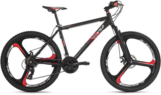 WYLD Mountainbike Hardtail 26" Sharp 3.0 – Zwart/Rood – 21 Versnellingen – Framemaat 51 cm van Merkloos