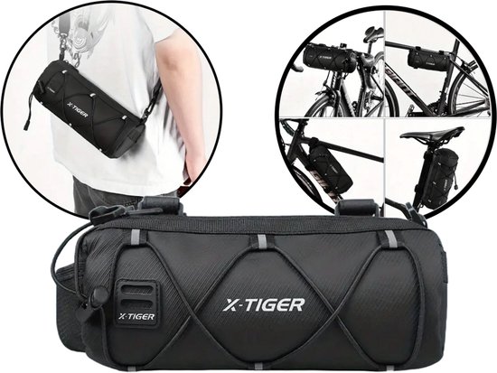 X-TIGER Waterdichte Fietstas – Afneembaar - Multifunctionele Fietsstuurtas & Schoudertas – Geschikt voor Stuur, Frame & Zadel - Fietsstuur Tasje - Alle fietssoorten; e-bike, fat-bike, stadsfiets, wielrenfiets, mountainbike, racefiets van X-TIGER