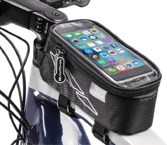 XL Touchscreen Fietsframe Tas 1.5l - Grote Enkele Afneembare Frametas - Met groot touchcreen voor Smartphone / iPhone / Samsung Mobiele Telefoon Houder Afneembaar - Waterdicht - Ideaal voor MTB van Merkloos