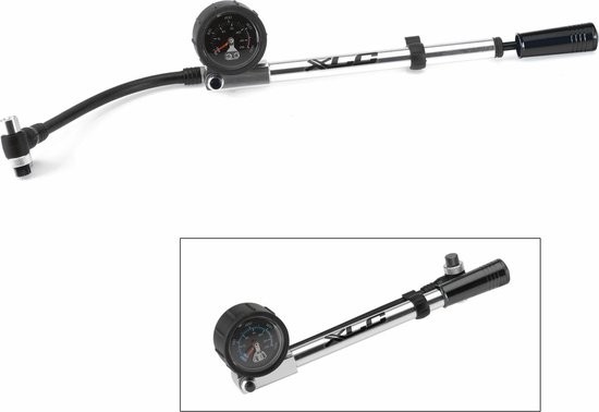 XLC PU-H03 Suspension HighAir Pro - Voorvorkpomp - Aluminium met Manometer - Zilver/Zwart van XLC