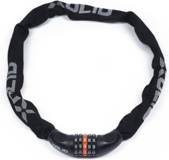 Xolid Fietsslot- kettingslot met cijferslot - 90 cm - zwart - fiets - 5-cijfers combinatieslot van XO